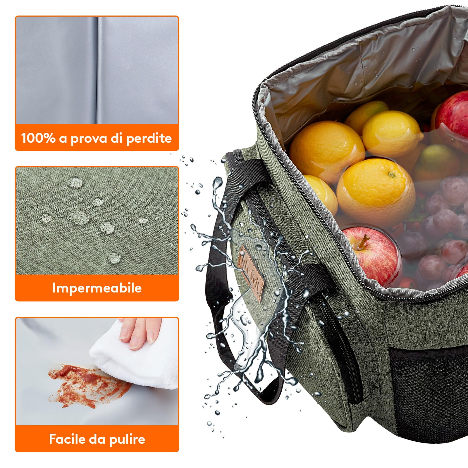 Lifewit Borsa Termica Porta Pranzo 15L(24 Lattine), Grande Borse Frigo Pranzo Ufficio per Uomo e Donna, Lunch Bag per Lavoro, Mare, Viaggio, Spiaggia, Verde Scuro