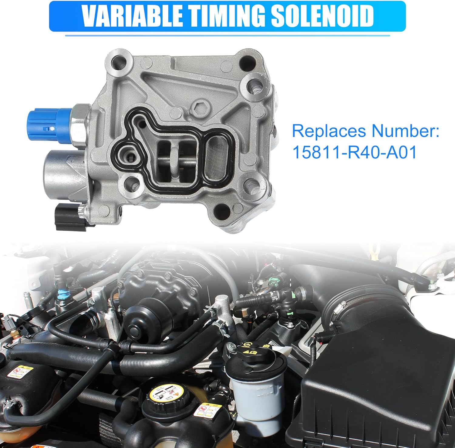 X AUTOHAUX Engine Variable Valve Timing VVT Solenoid with Sensor Gasket for Honda Accord Civic CRV Crosstour for Acura ILX TSX VTEC Solenoid Sensor Spool Valve 15811-R40-A01