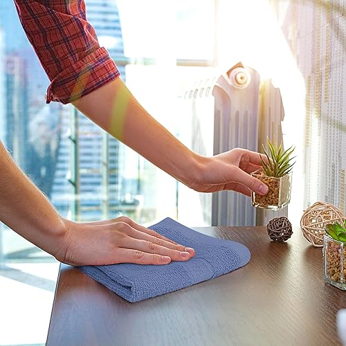 Miniatura 5 de Utopia Towels Juego de 12 toallas pequeñas (12 x 12 pulgadas), 100% algodón hilado en anillo, altamente absorbentes y suaves al tacto, para baño,