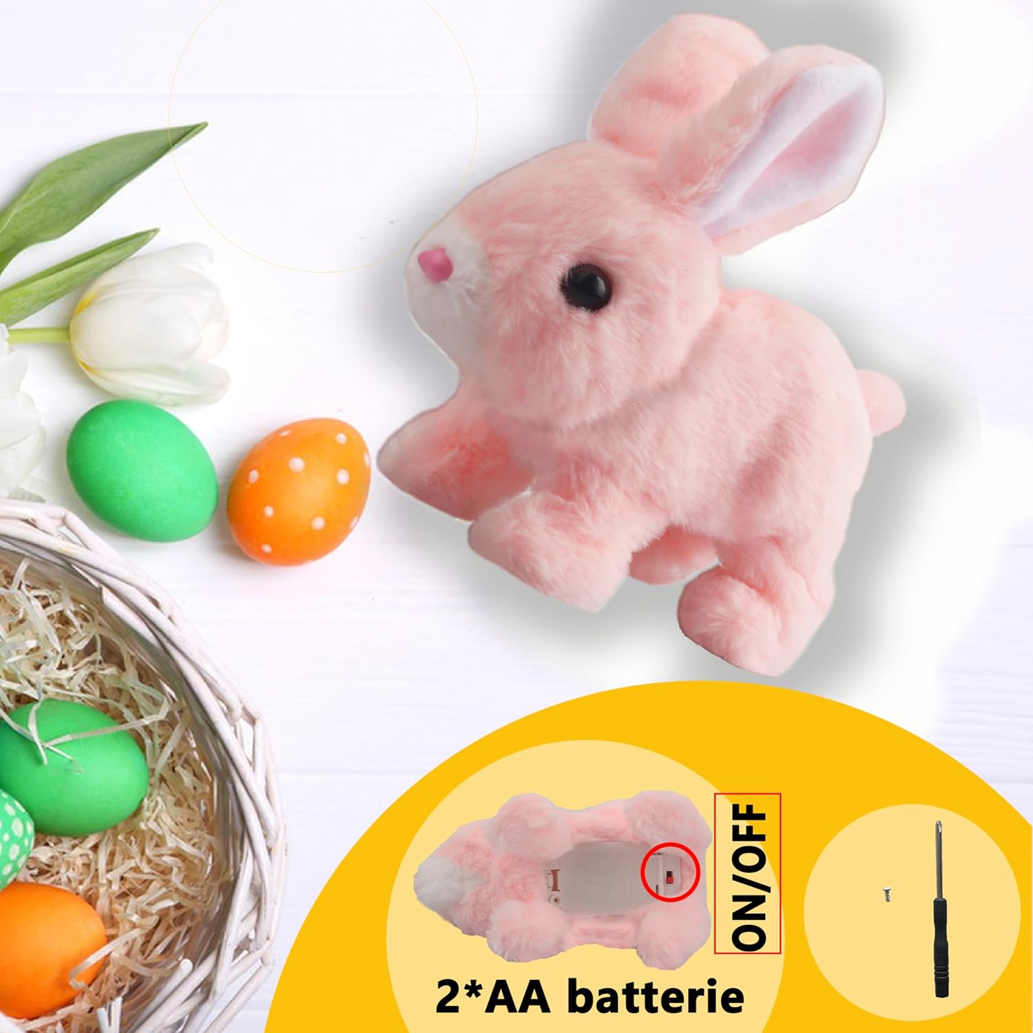 A-SZCXTOP Easter Hopping Rabbit Electronic Interactive Pet Plush Bunny Toy with Sounds Movements Animated Walking Wiggle Ears Twitch Nose for Toddlers Kids (Pink)