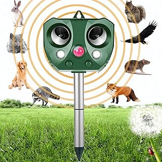 Solar Animal Repeller, Outdoor Solar Powered Animal Repeller, Cat Repellent Animal Deterrent with Motion Sensor for Repelling Dogs,Cat, Bird, Squirrels, Raccoon, Rabbit, Farm Yard Garden
