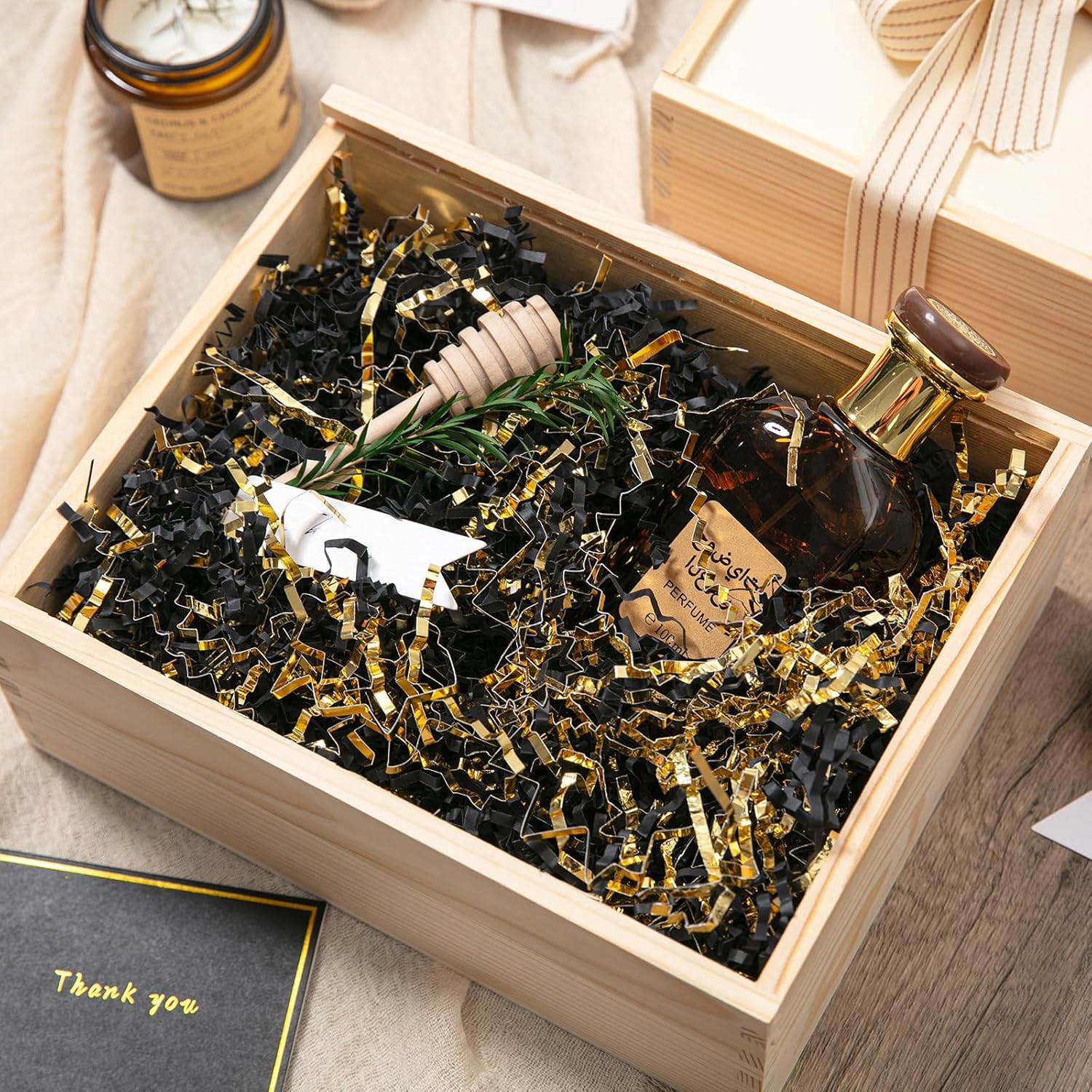 Mefleet 2 LB Crinkle Cut Paper Shred Filler Black & Gold Crinkle Shredded Paper for Gift Box - Gift Basket Bag Filler - Grass Cushion Stuffing for Christmas Holiday Packaging Wrapping