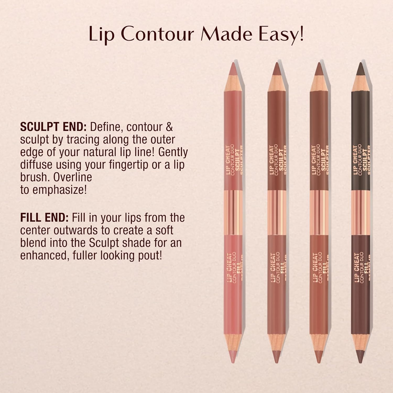 Charlotte Tilbury Lip Cheat Contour Duo - Dual-Sided Lip Liner Pencil to Sculpt & Fill for an Easy Contour Effect - Helps Prevent Lipstick Feathering - Image 7