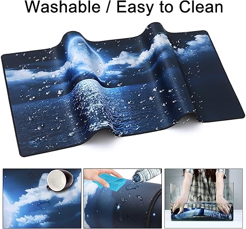 Vista 62 de Alfombrilla de escritorio, alfombrilla grande para mouse de 35 x 15.6 pulgadas, XXL extendida para juegos, con base antideslizante, alfombrilla