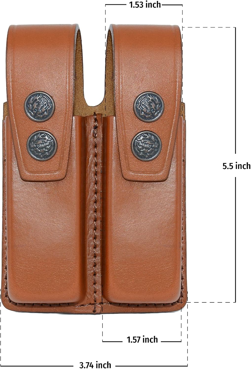 K003 Leather Double Magazine Pouch/Carrier/case for Colt 1911 Handmade! (Brown)