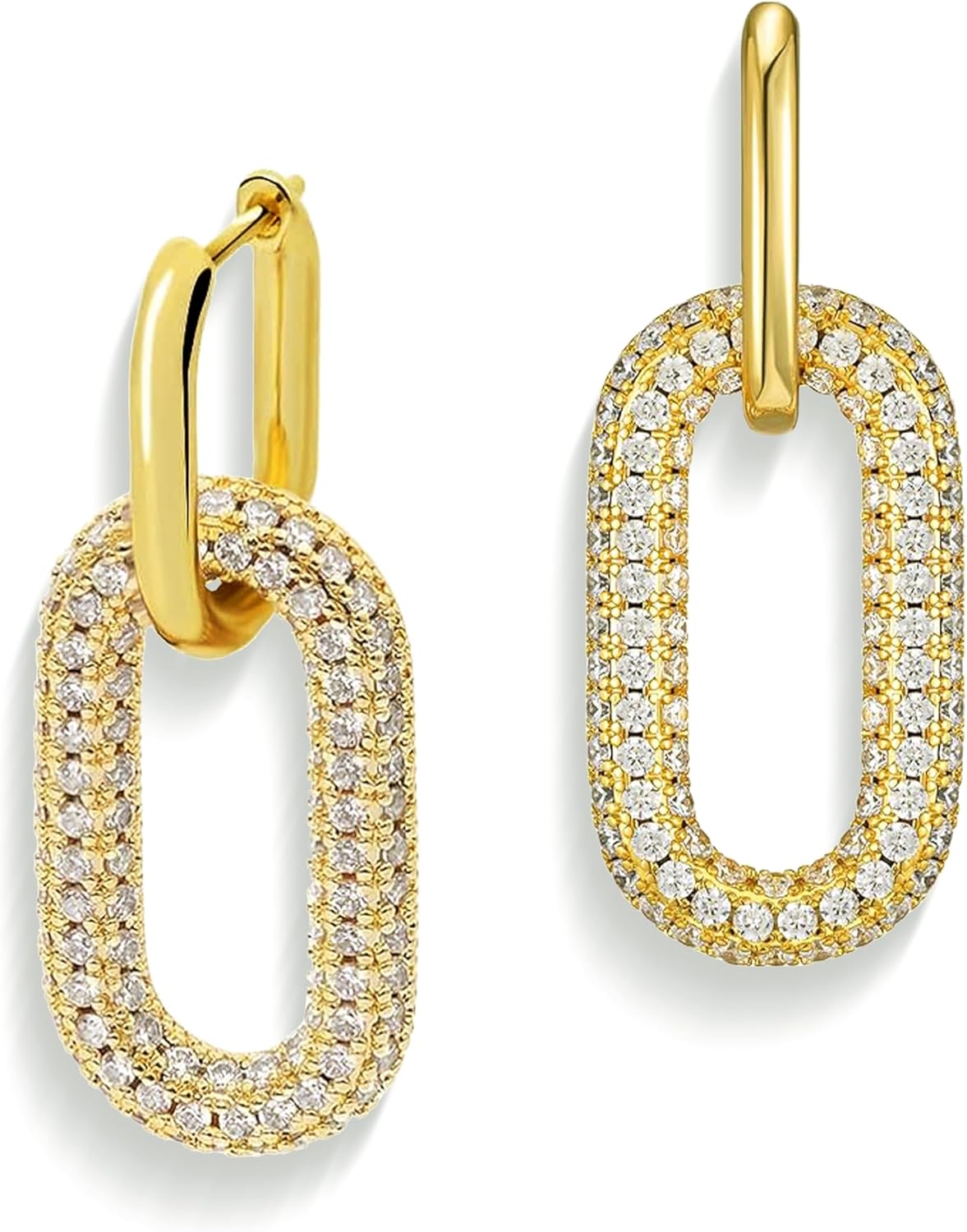 Frigotine Chunky Gold Hoop Dangle Drop Earrings for Women Girls, Trendy Statement Paperclip Earing