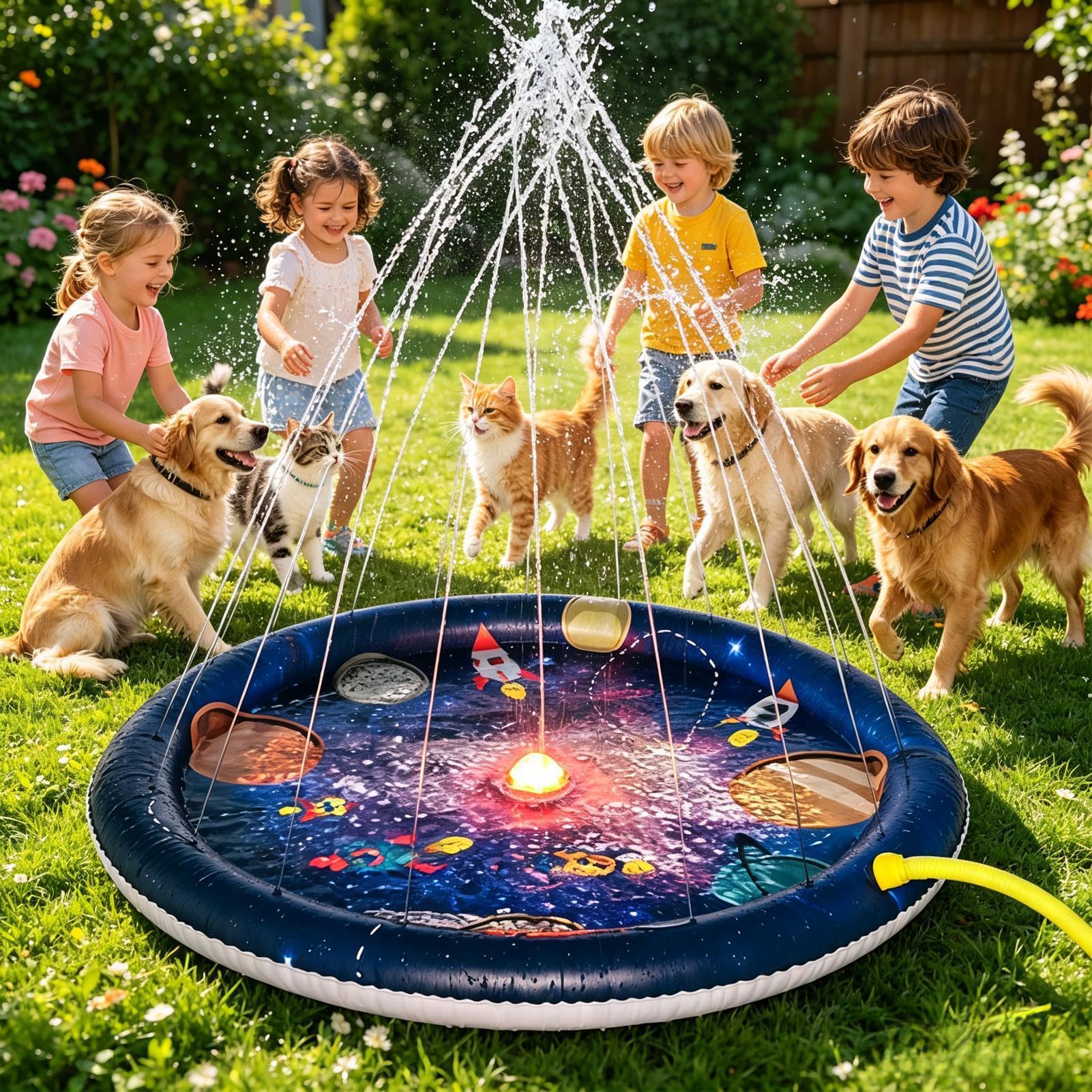 Sprinkler für Kinder, Wassermatte für Pool | Wasserspielzeug für Jungen und Mädchen ab 3 Jahren, Pool, Park, Strand, Hinterhof, Rasen, Terrasse, Außenbereich