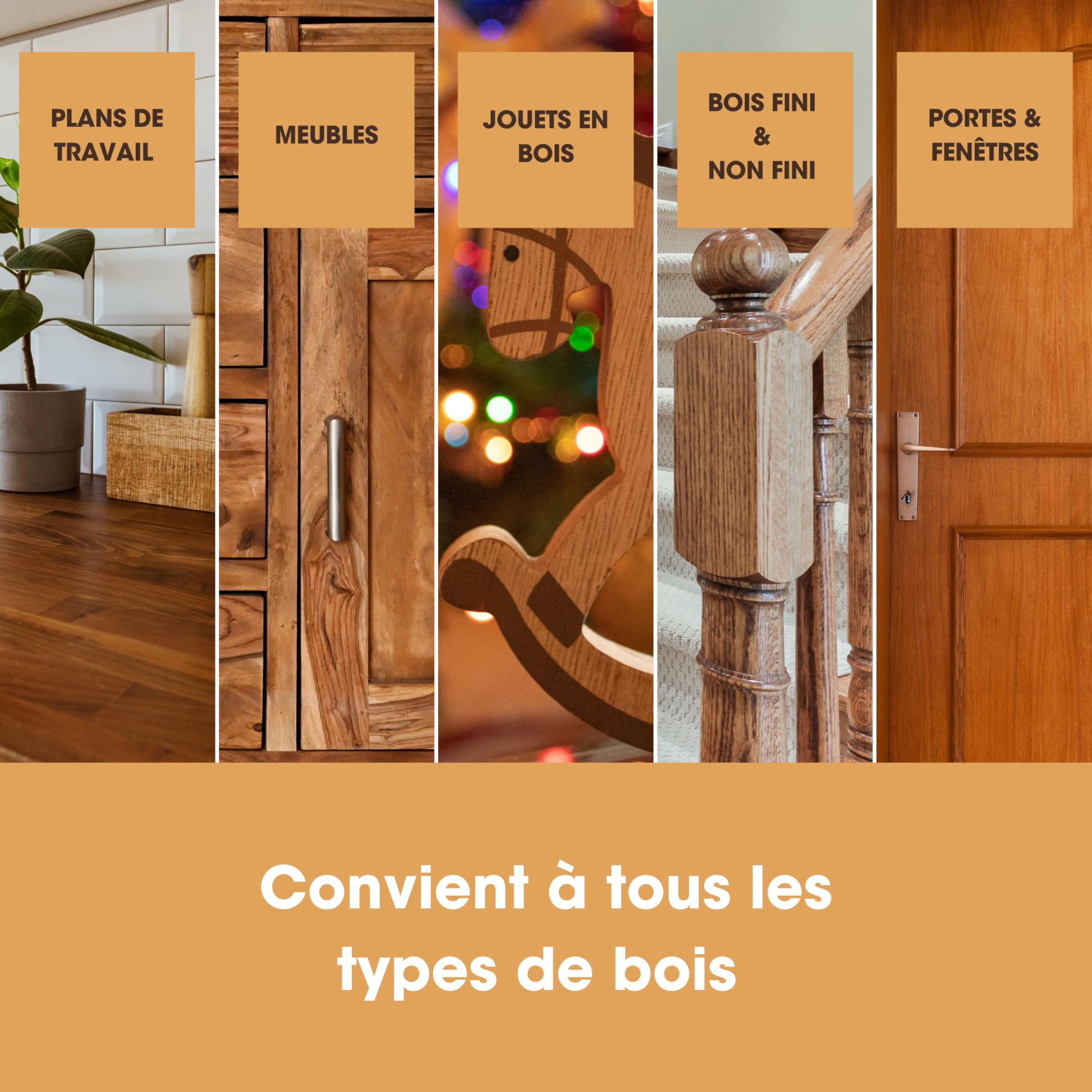 Cire Bois & Polish Furniture Clinic À l’Huile Essentielle d’Orange – Cire d’Abeille pour Bois Fini et Non Fini 250 ml