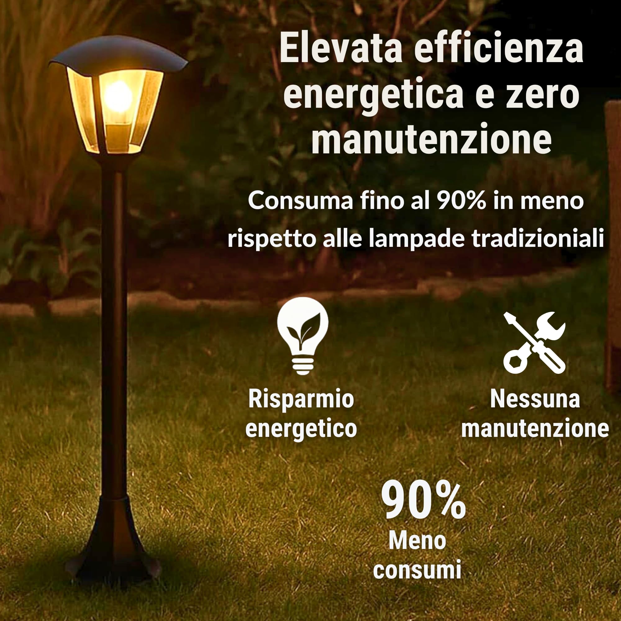 Planetitaly Lampioni da Giardino Esterno LED 8W E27, Impermeabile, Illuminazione per Giardino, Lampada da Esterno da Terra Altezza Massima 86cm Regolabile, Lampadina 2700K Inclusa (Grigio Antracite)