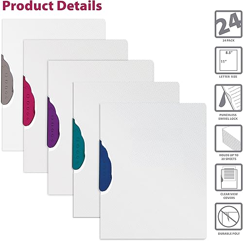 Miniatura 3 de Better Office Products Portadas de informes de carpetas de presentación, 24 unidades, portadas de informes sin perforación, transparente con textura