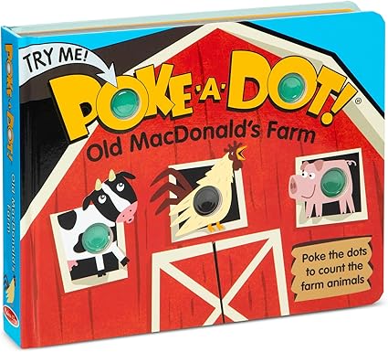 Melissa & Doug Poke-a-Dot! Old MacDonald’s Farm, Interactive Children's Board Book with Buttons to Pop, Educational Sensory Toy for Toddlers & Preschoolers Ages 3+ - FSC Certified