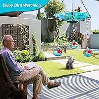 Vista 3 de Comedero para Colibríes y Baño para Pájaros al Aire Libre 2-en-1 para Pájaros Pequeños - Fuente de Baño para Colibríes con 3 Macetas de Alimentación