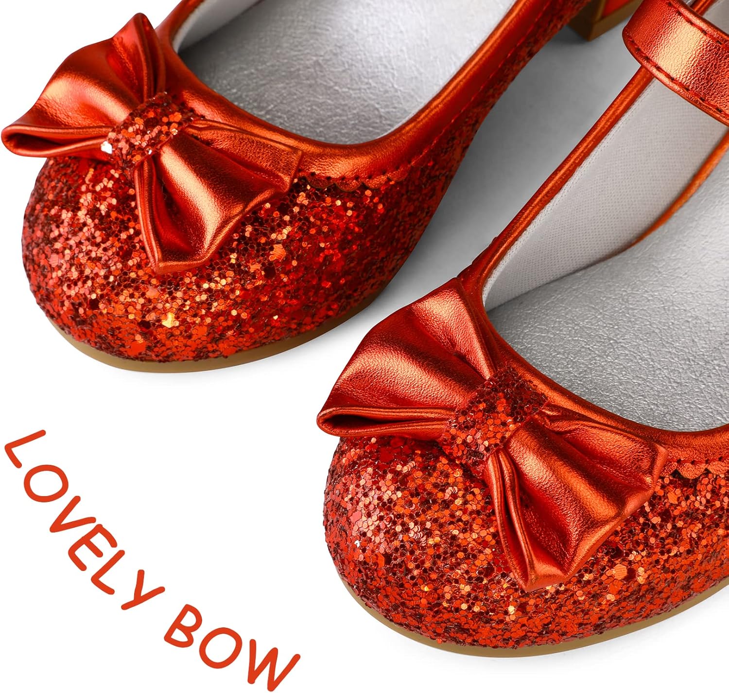 K KomForme Girl's Dress Shoes Mary Jane Glitter 1.5 in Low Heel Wedding Party Princess Shoes for Toddler/Little/Big Kids - Image 4