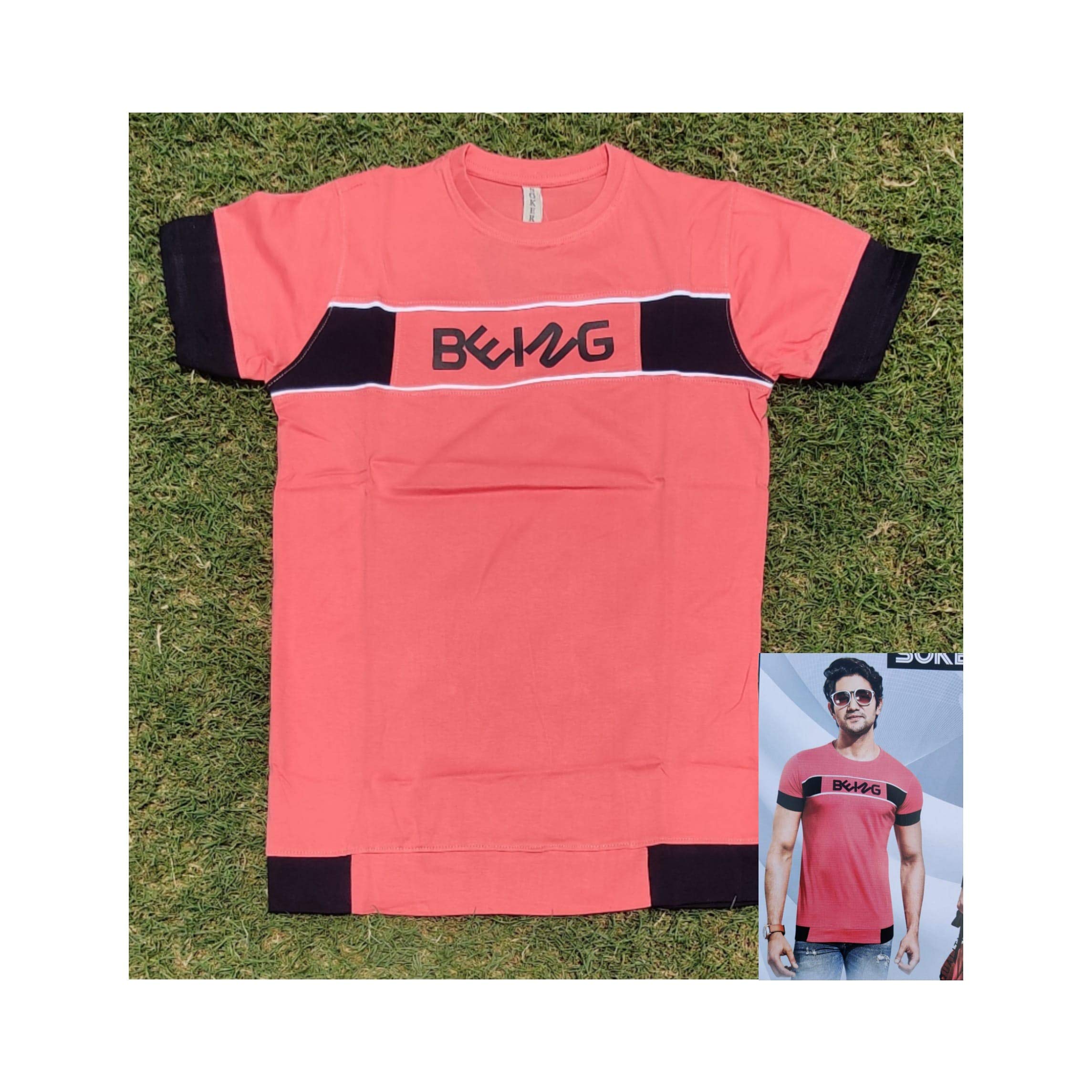 SOKER Summer T-Shirts for Men (Large, Light Red)