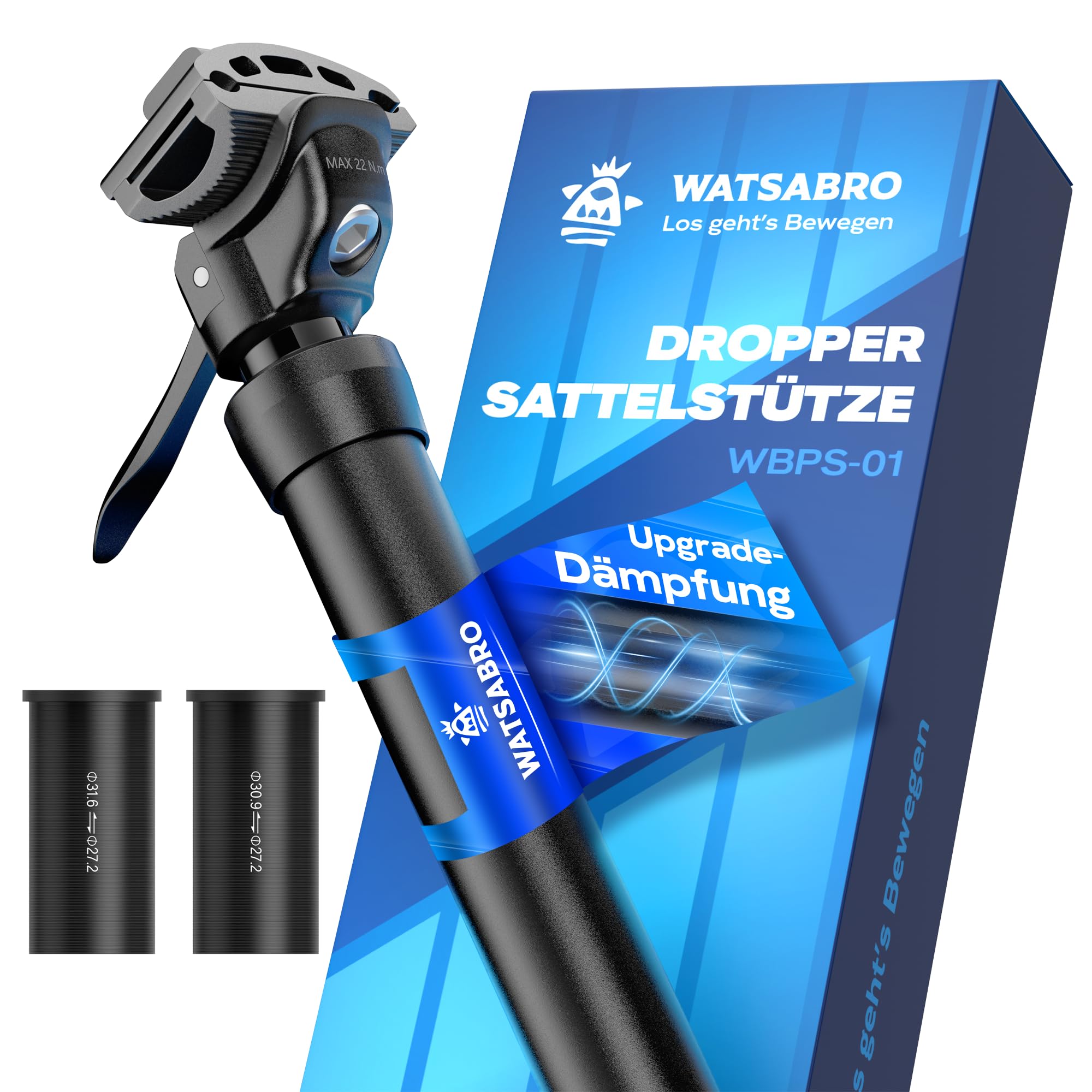 WATSABRO Sattelsttze Gefedert mit Hydraulik-Dmpfung | Hydraulische  Sattelsttze Absenkbar fr MTB, E-Bike, Rennrad |  27.2 / 30.9 / 31,6 mm  inkl. 2 Reduzierhlsen | Belastbar bis 130 kg : Amazon.de: Sport & Freizeit