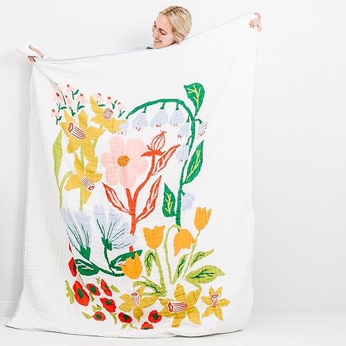 Vista 3 de CLEMENTINE KIDS Manta de muselina doble (Cottage Garden)