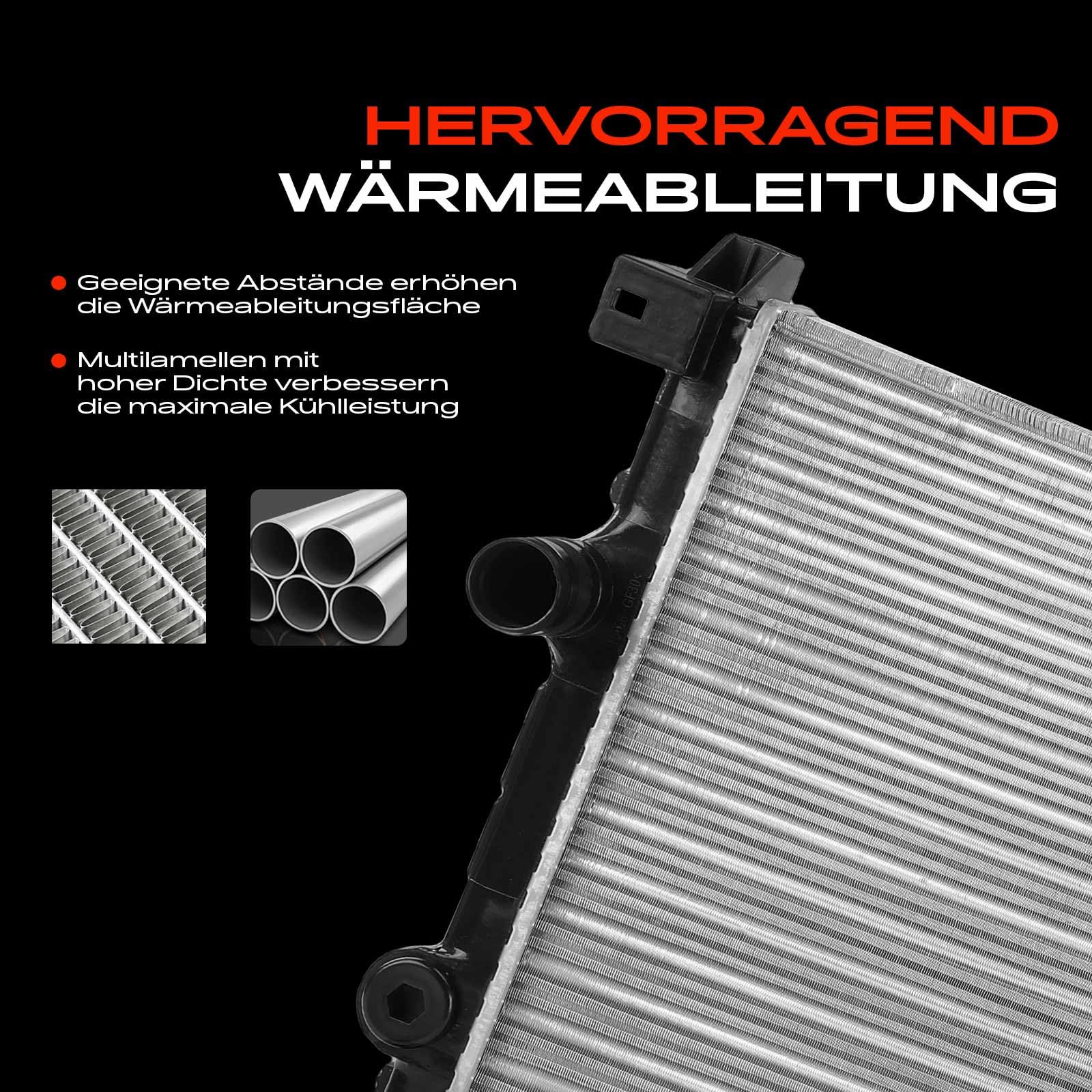 Frankberg Kühler Wasserkühler Motorkühler Schaltgetriebe Kompatibel mit A3 8P1 1.6L 2.0L 2003-2012 Altea 5P1 1.4L 1.6L 2.0L 2004-Heute O.c.t.a.v.i.a I 1U2 1Z3 Replace# 1K0121251E