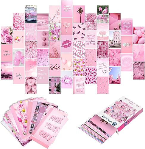 Miniatura 2 de WOONKIT Imágenes estéticas rosas, kit de collage para pared, decoración rosa de habitación, dormitorio, decoración de habitación para adolescentes,