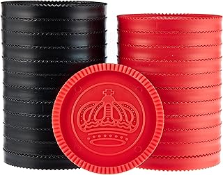 24 Jumbo Replacement Checkers - Extra Red/Black Interlocking Stackable Plastic Pieces for Board Games, Checkboards, Missing Pieces, and Rec Rooms, 2.75" Wide - Checkers, Draughts, and Tic Tac Toe