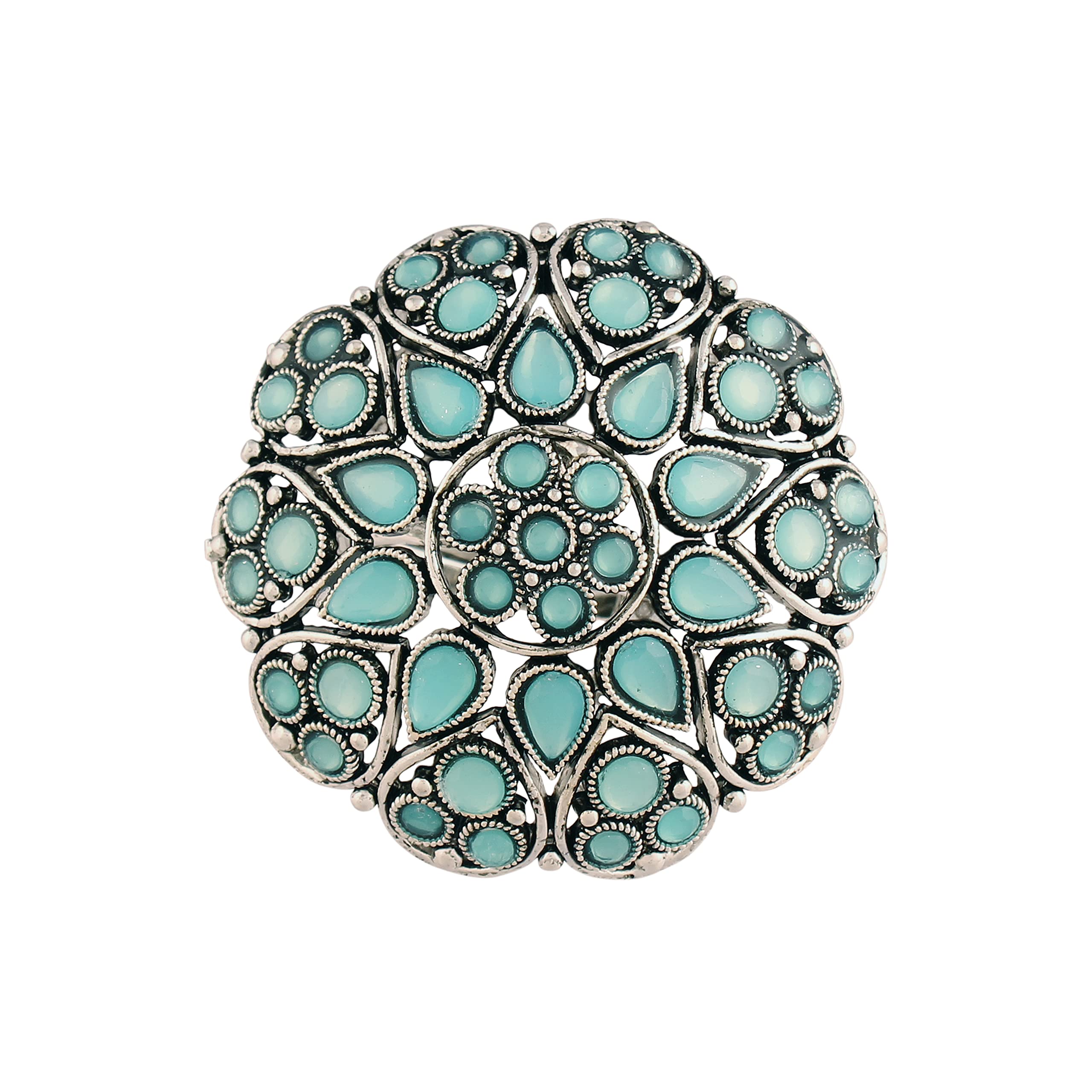 I Jewels Silver Oxidized Kundan Work Designer Adjustable Finger Ring for Women (FL206Sb) (B09RH9STK5) Amazon Price History, Amazon Price Tracker