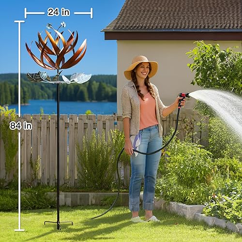 Miniatura 9 de Molinillos de viento para exteriores para patio y jardín, 360 grados de metal, gran molino de viento cinético, regalo de cumpleaños para mujeres,