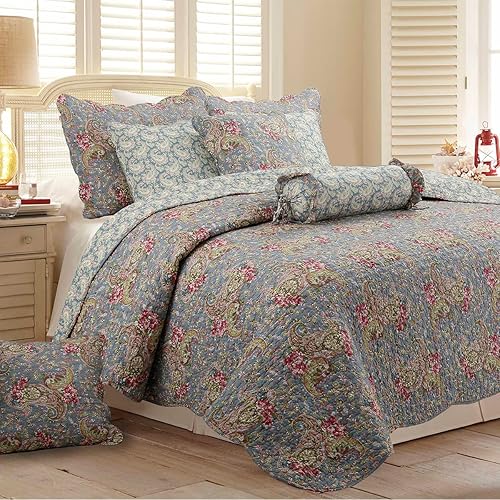 Cozy Line Home Fashions Juego de ropa de cama reversible 100% algodón de cachemira rojo burdeos, colcha (cachemira granate, King, 3 piezas)
