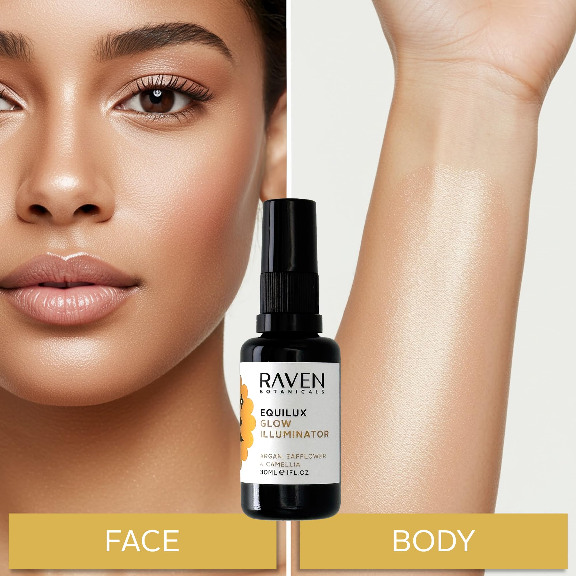 Raven Botanicals Liquid Highlighter - Illuminating Glow Drops for Dewy Radiant Skin, Highlighter Makeup - Equilux Glow Illuminator 30ml - Image 4