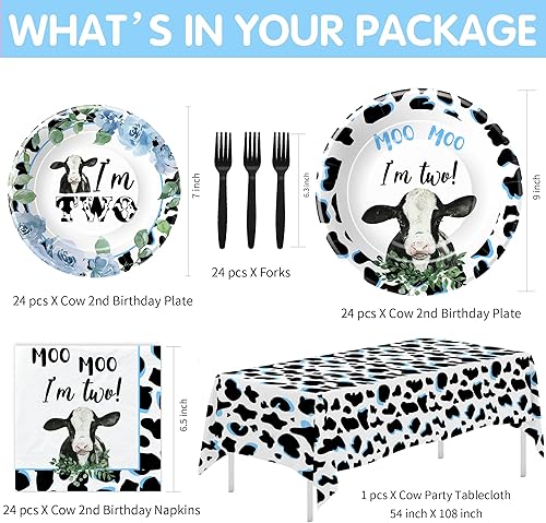 Miniatura 2 de Xigejob Plato de fiesta y servilleta, mantel y juego de cubiertos (Boy Moo Moo Im Two)