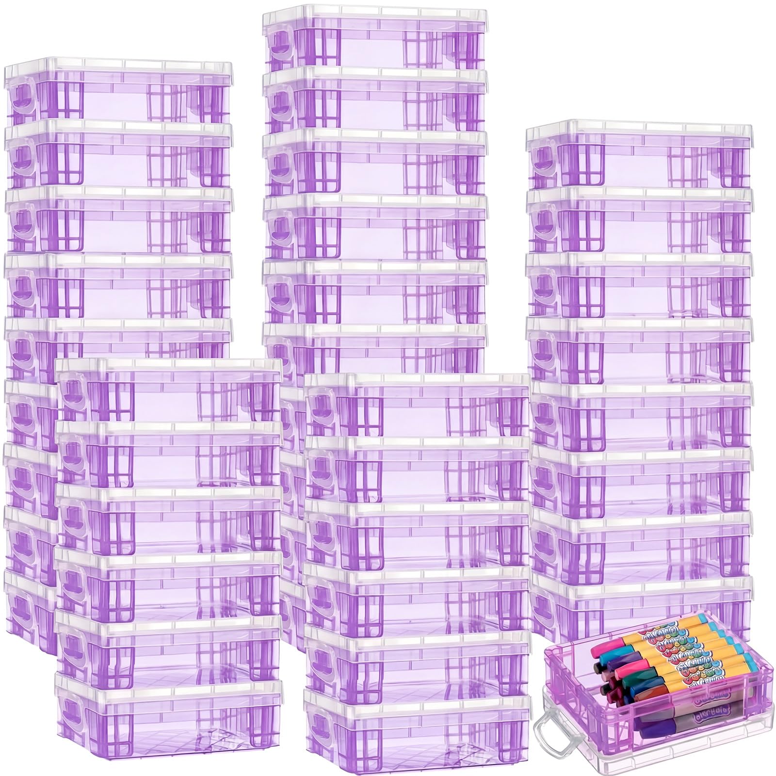 Suzile 40 Pcs Plastic Crayon Boxes, Purple
