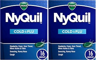 Nyquil Cold and Flu Nighttime Relief Liquid Capsules, 16 Count (Pack of 2)