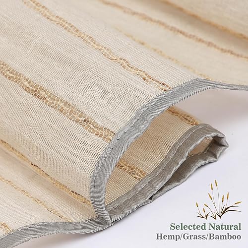 Vista 8 de Yin Yang Persianas romanas de bambú opacas sin cables, elegantes persianas romanas de madera tejida natural con salvia, persianas romanas de bambú