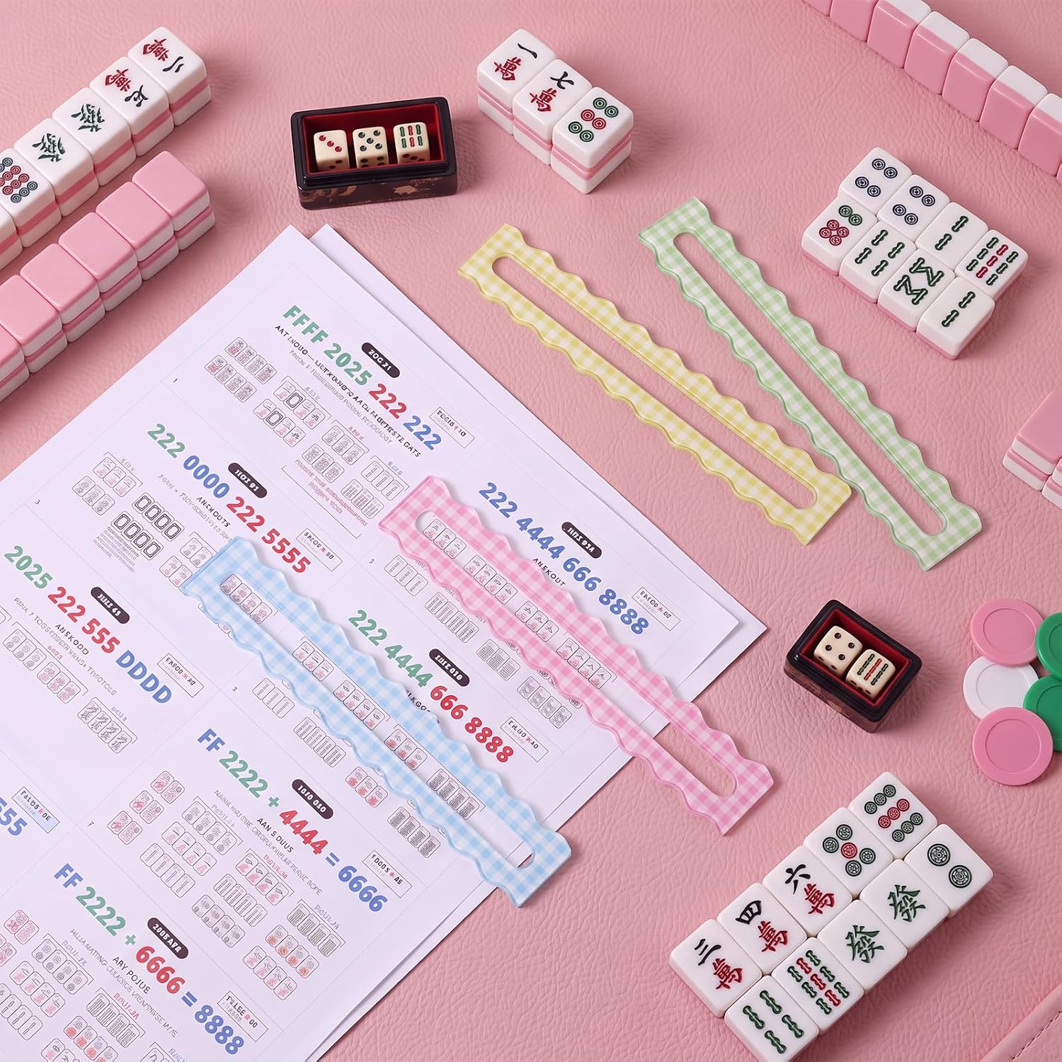 Pastel Gingham scalloped Mahjong line readers (detail)