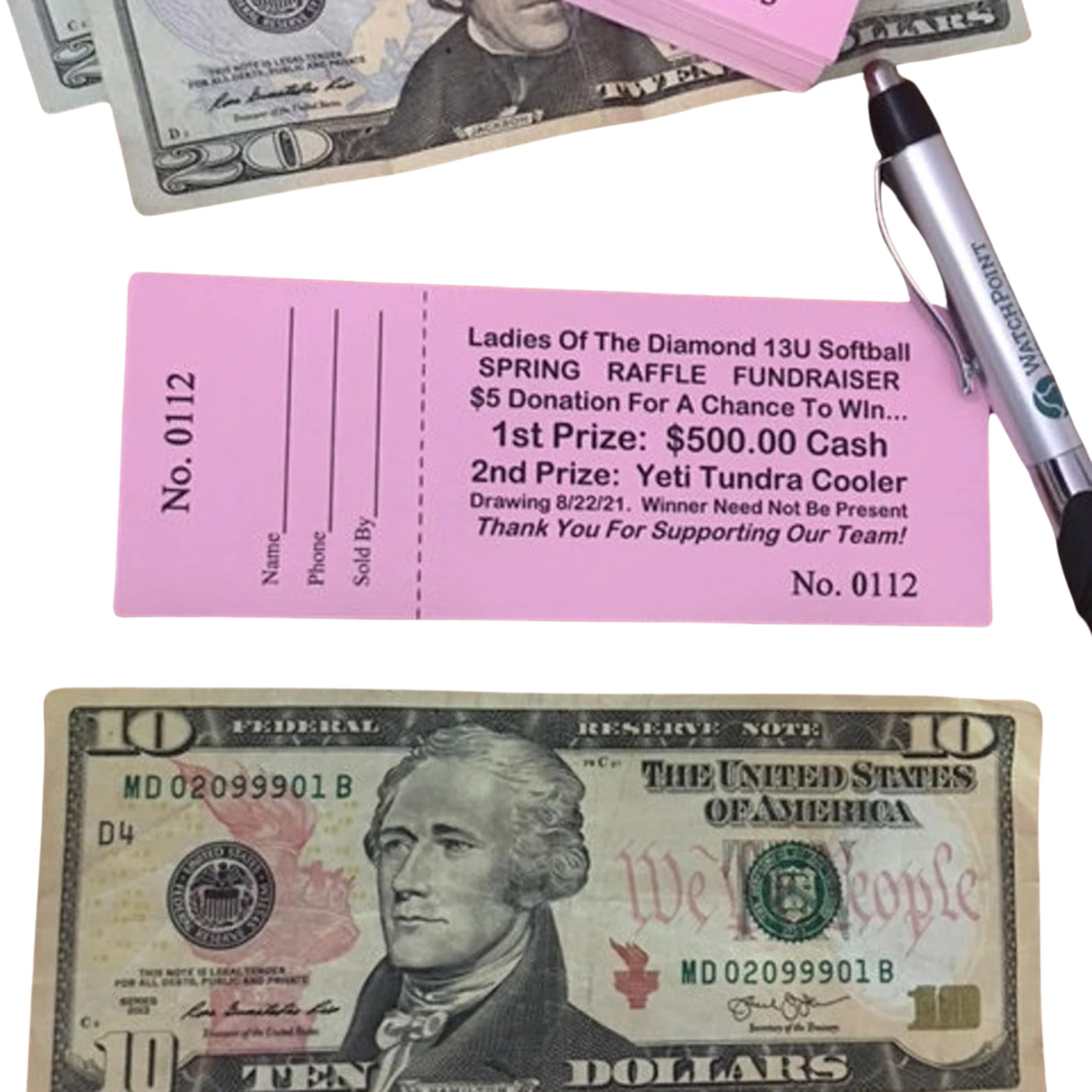 250 RAFFLE TICKETS Custom Printed Numbered Raffle Tickets Fundraiser Admissions