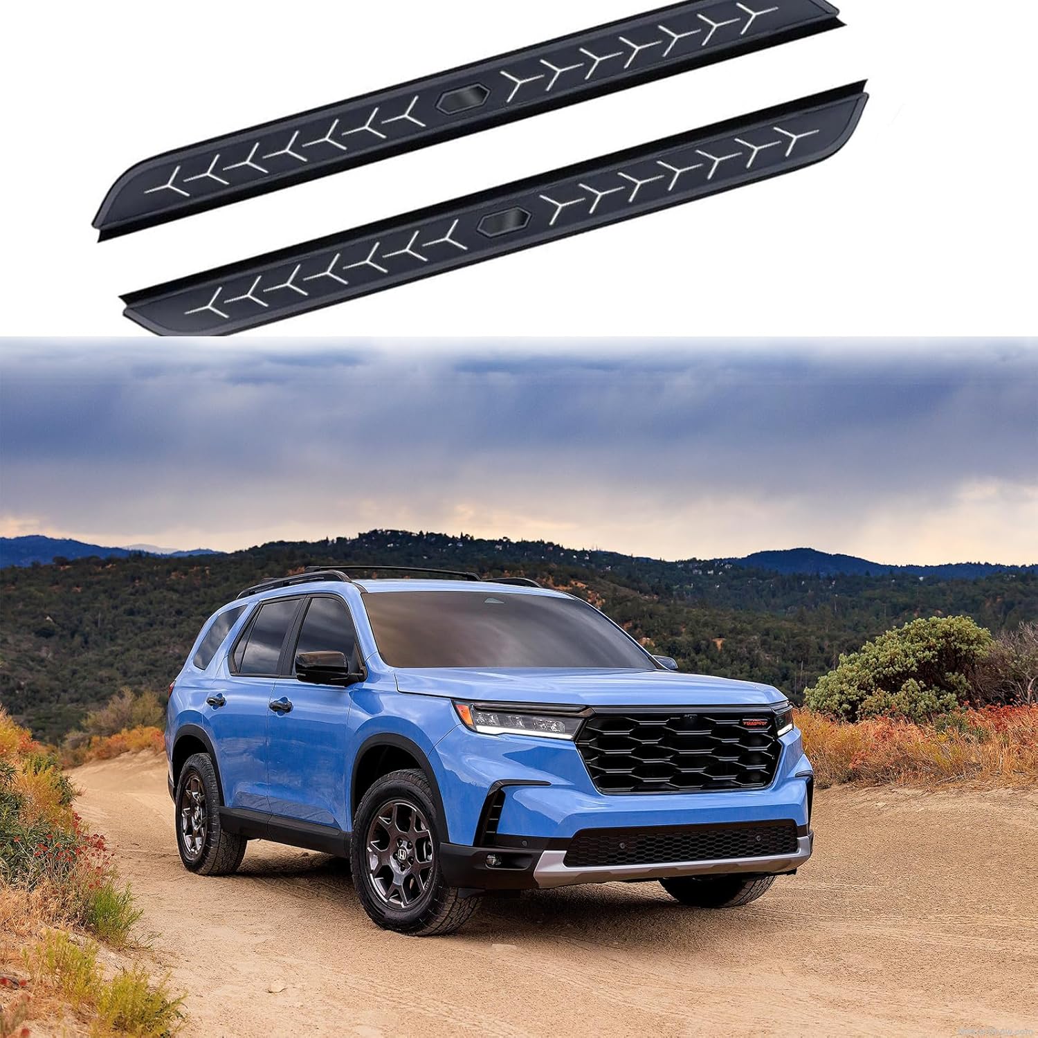 2 PCS Running Boards Fits for H Pilot 2022 2023 2024 2025 Black Nerf Bar Side Steps