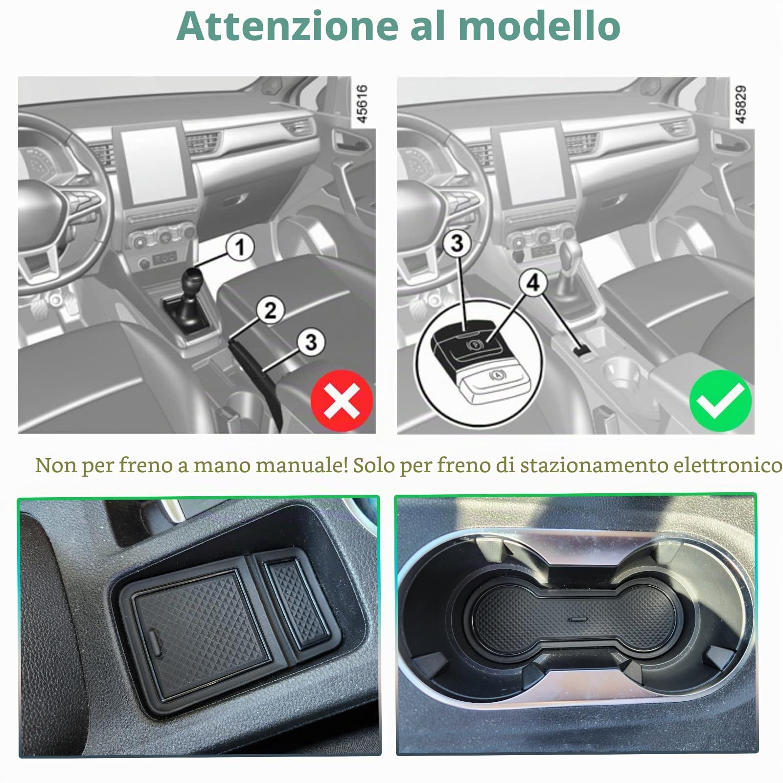 GAFAT Renaul-t Captur 2 | E-Tech | Hybrid 2020-2024 2025 Tappetini Antiscivolo Gomma, Captur 2023 Tappetino Console Centrale, Cuciture Porta, Compatibili con Renault Captur 2 [Non per Freno a Mano]