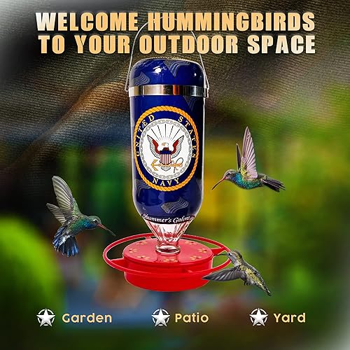 Miniatura 5 de Hummer's Galore, Comedero para colibríes de las Fuerzas Armadas de los Estados Unidos, para colgar en exteriores, a prueba de hormigas y abejas, 32