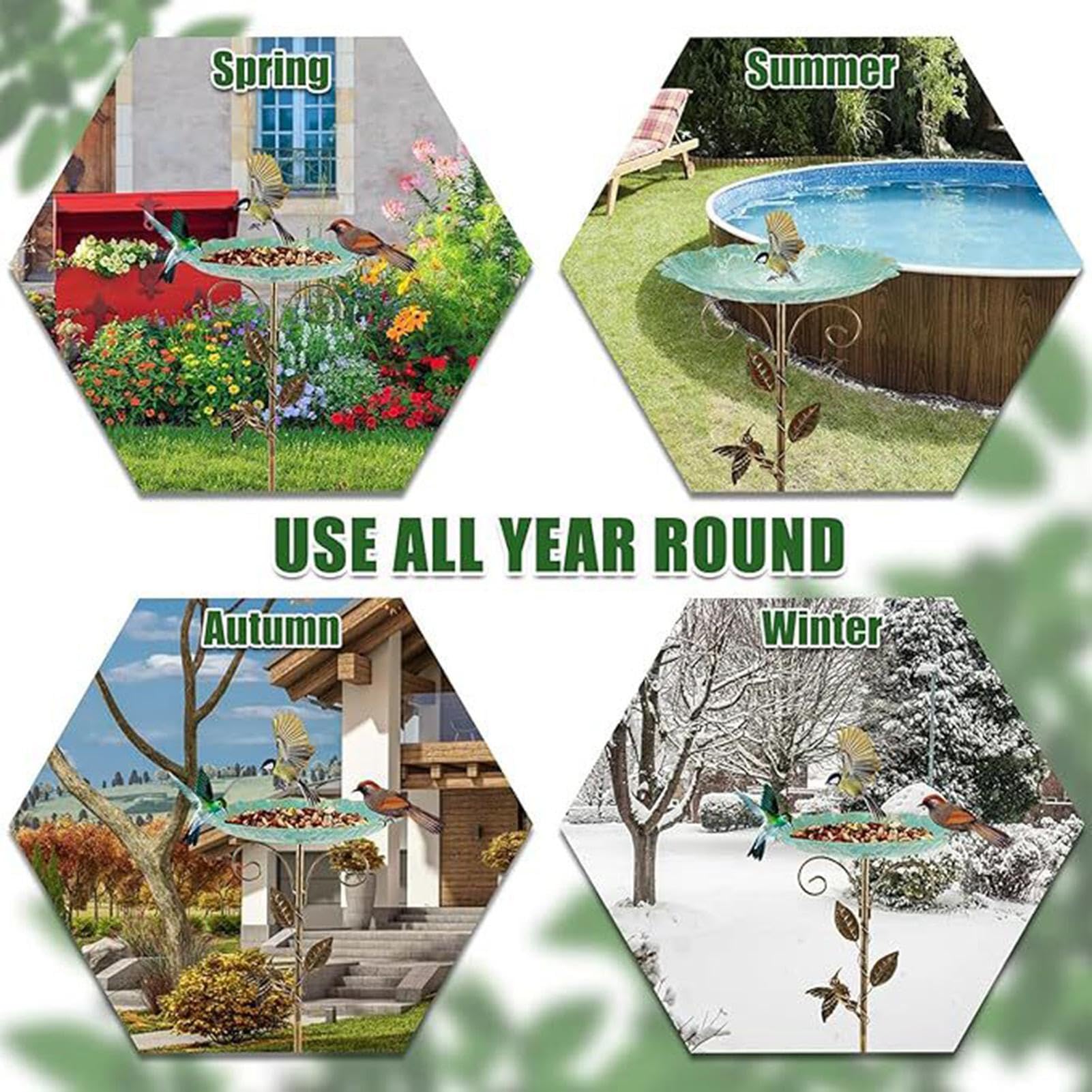 Générique Bagno per uccelli per giardino | Altezza 76 cm, decorativa per acqua | Abbeveratoio per uccelli con picchetto, per giardino paesaggio prato all'aperto