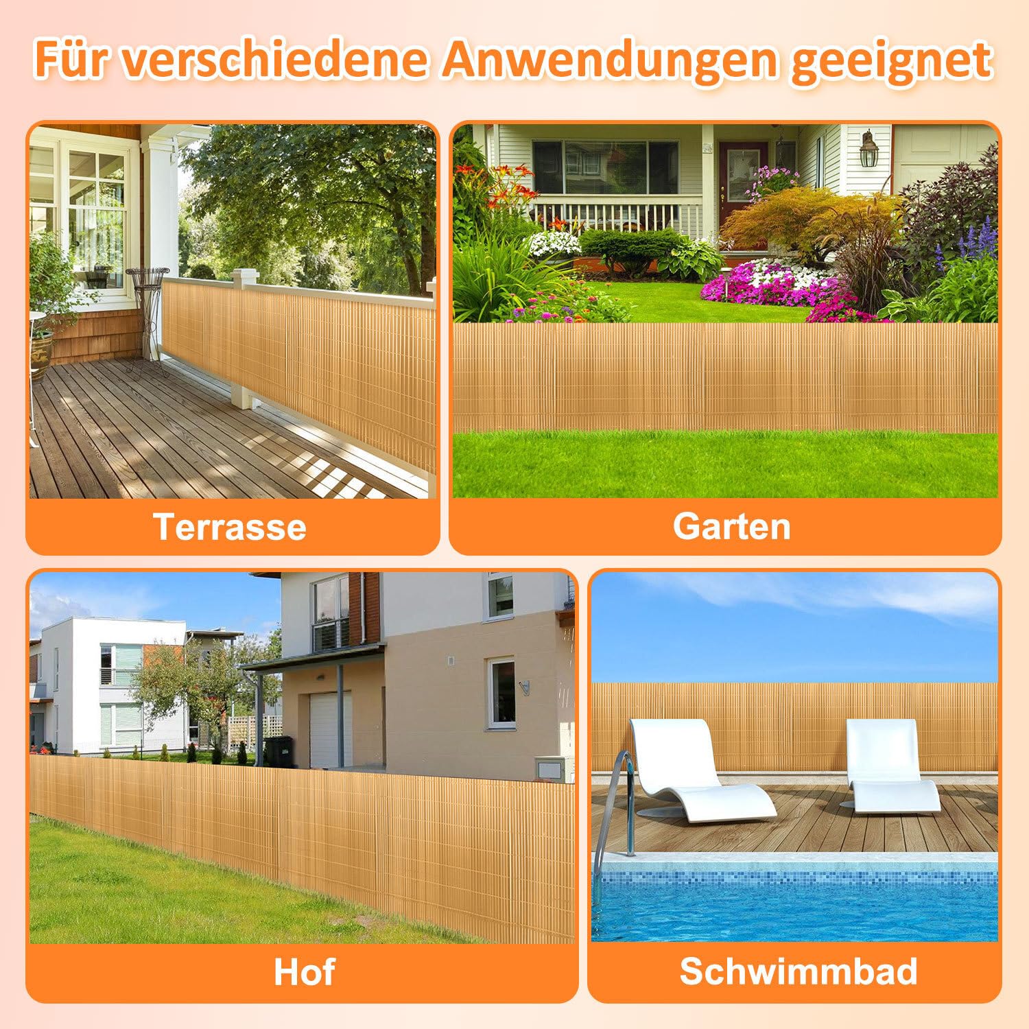 Brise-vue en PVC - 80 x 1000 cm - Triple renforcement - Brise-vue pour balcon - Avec serre-câbles - Protection contre le vent - Résistant aux intempéries - Résistant aux UV - Sans perçage
