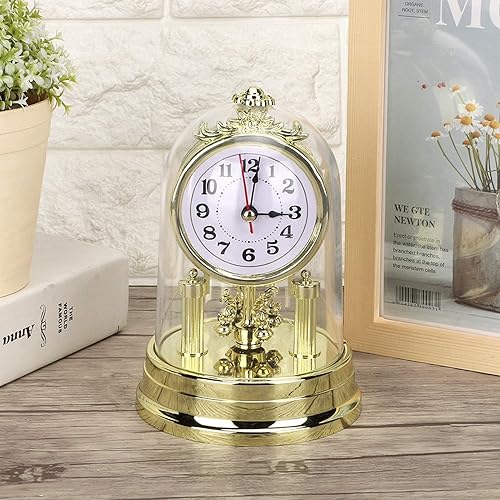 Miniatura 5 de GOTOTOP Relojes de repisa de estilo europeo retro para sala de estar, dormitorio, oficina, decoración del hogar, 4.3 x 6.7in, dorado (dorado)