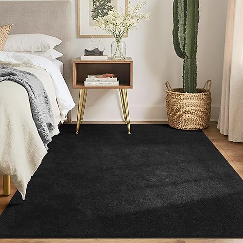 Miniatura 26 de Keeko - Alfombras grises de 4 x 6 pies para dormitorio, suave alfombra moderna para sala de estar, alfombra antideslizante de bajo pelo interior,