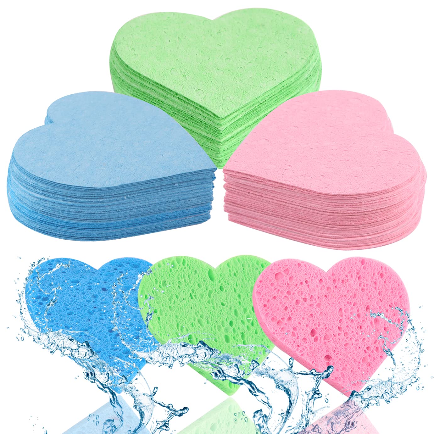 WXJ13 60 Pieces Heart Shaped Compressed Facial Sponge
