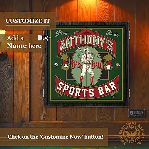 Vista 116 de THOUSAND OAKS BARREL CO. Juego de diana y gabinete personalizado con 6 dardos de punta de acero