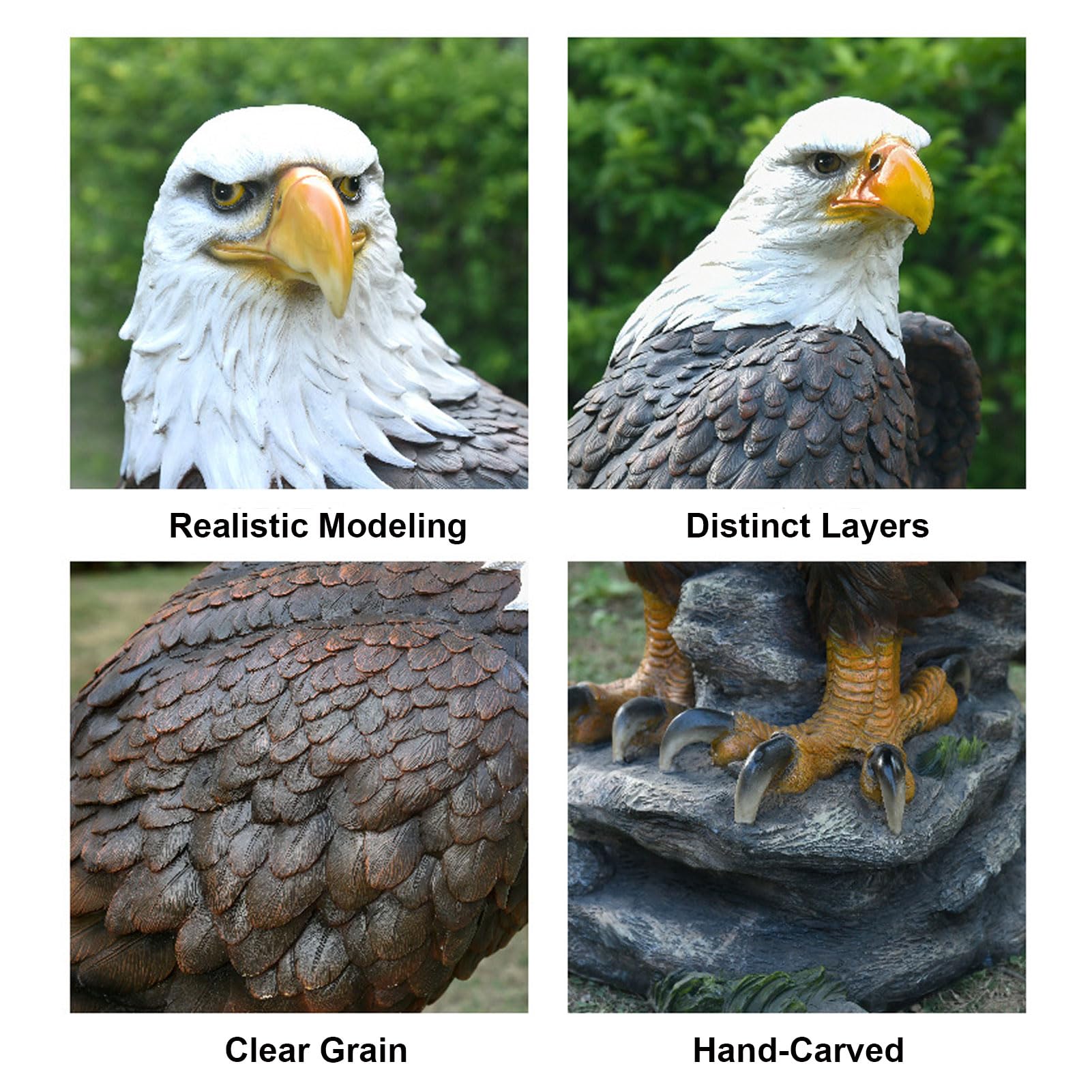 Weißkopfseeadler Garten Statue, Gartendeko Adler Deko, Gartenfiguren Deko für Draußen, Harz Statue, Bauernhof Deko, Wasserdicht, Geschenk für Haus, Hof, Rasen, Balkon Dekoration