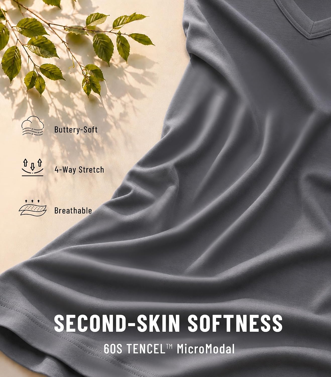Ultra-Soft Undershirts for Men MicroModal V-Neck T-Shirts 3 Pack image 2