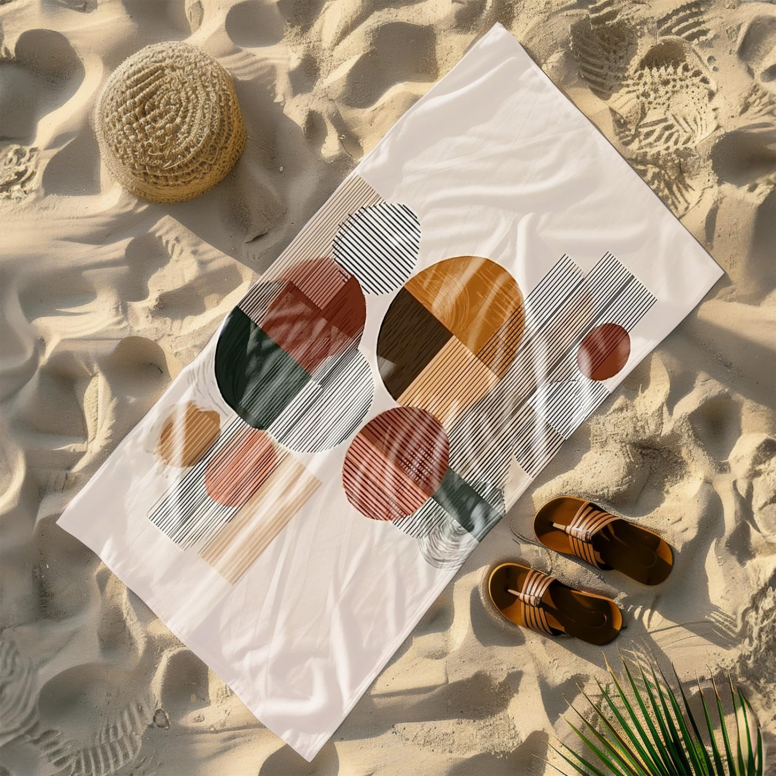 Generico Telo Mare Microfibra 200X100 Modello Verde Marrone Asciugatura Rapida Telo da Spiaggia Sabbia Per Donna Uomo Viaggi Vacanze Nuoto Campeggio