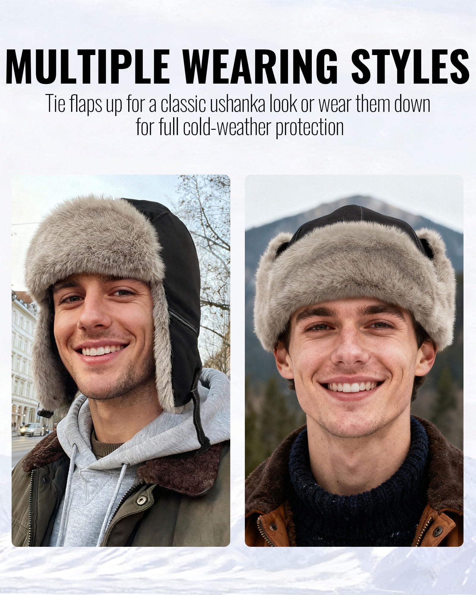 czapka, Czapka traperska zimowa, czapka lotnicza z nausznikami, ciepła typu bomber, termiczna uszanka(PL2509Gray)