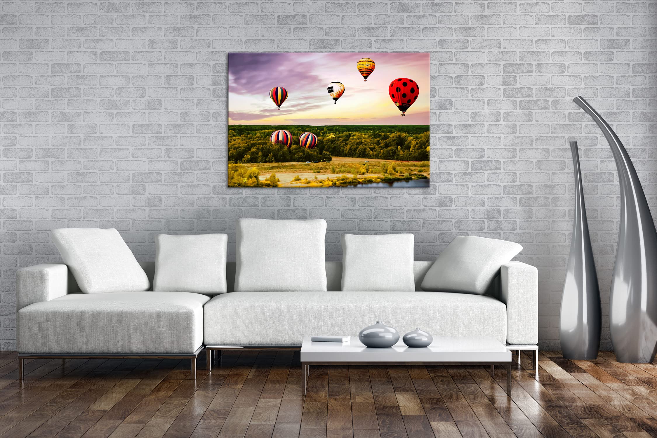 Obraz na płótnie balonem na gorące powietrze – wolność nad chmurami format: 90 x 60 cm XXL druk artystyczny obraz na blejtramie/obraz ścienny/dekoracja salonu