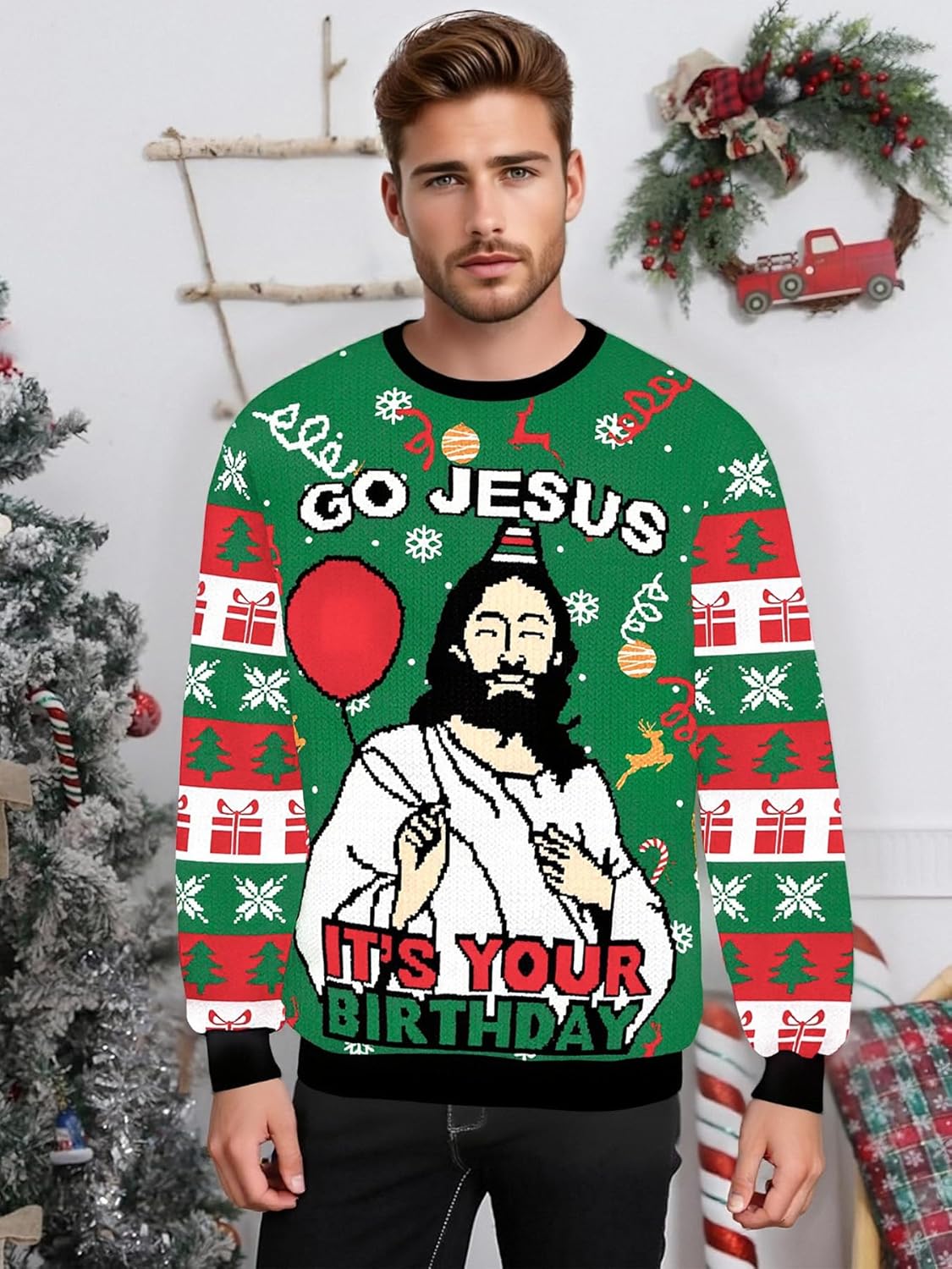 NTSWZYS Unisex Adult Ugly Christmas Sweatshirt 2025 Crewneck 3D Printed Funny Sweatshirts Long Sleeve Holiday Pullover Top - Image 2