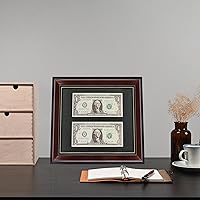 Vista 5 de GMFrames Marco de billetes de dólar de caoba con vidrio real de estera negra