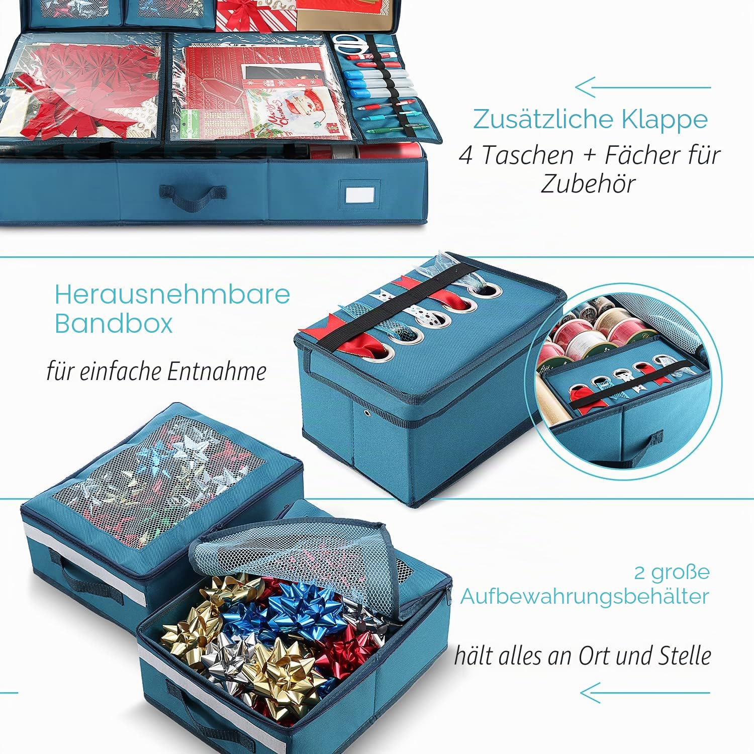 Hearth & Harbor Geschenkpapier-Aufbewahrungsbehälter – Weihnachts-Geschenkpapierrollen zur Aufbewahrung unter dem Bett, Aufbewahrungsbox für Urlaub und Zubehör – Geschenkpapier, Aufbewahrungsbox